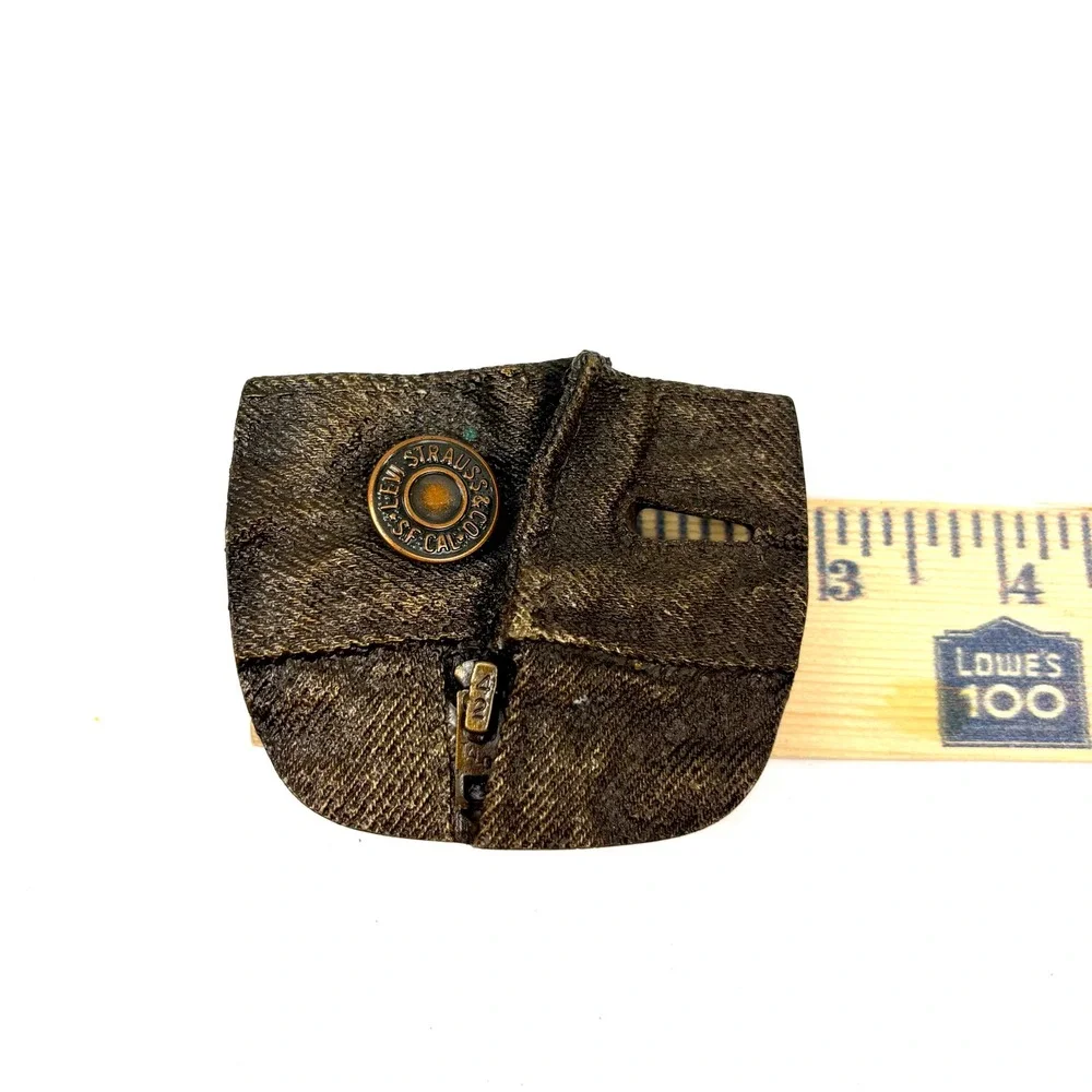 VTG Levi Strauss Bergamot Brass Works Belt Buckle 1976 Denim Jeans Zipper Bronze